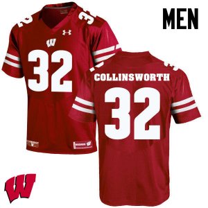 Men's Wisconsin Badgers NCAA #32 Jake Collinsworth Red Authentic Under Armour Stitched College Football Jersey SB31Y05JT